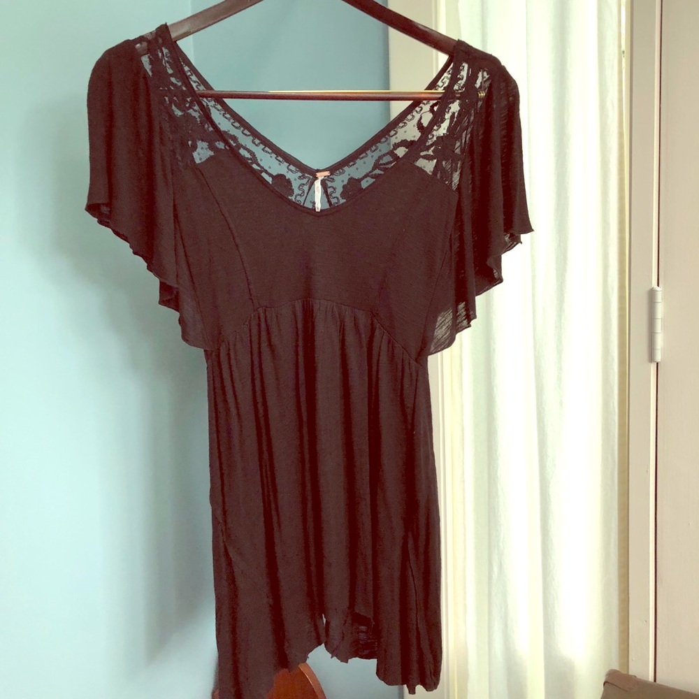 Free People Tunic in Black with Lace Back